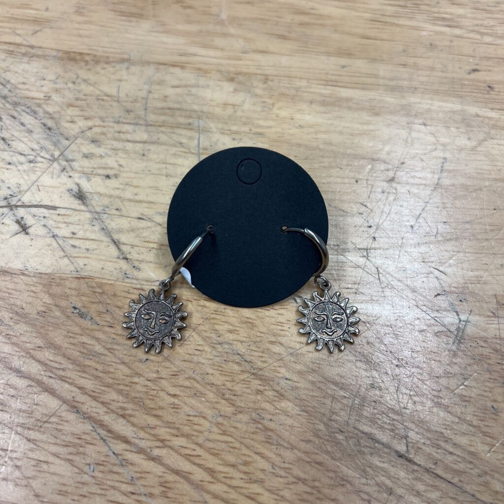 Silver Sun Dangle Earrings