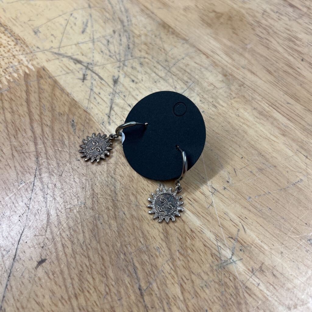 Silver Sun Dangle Earrings