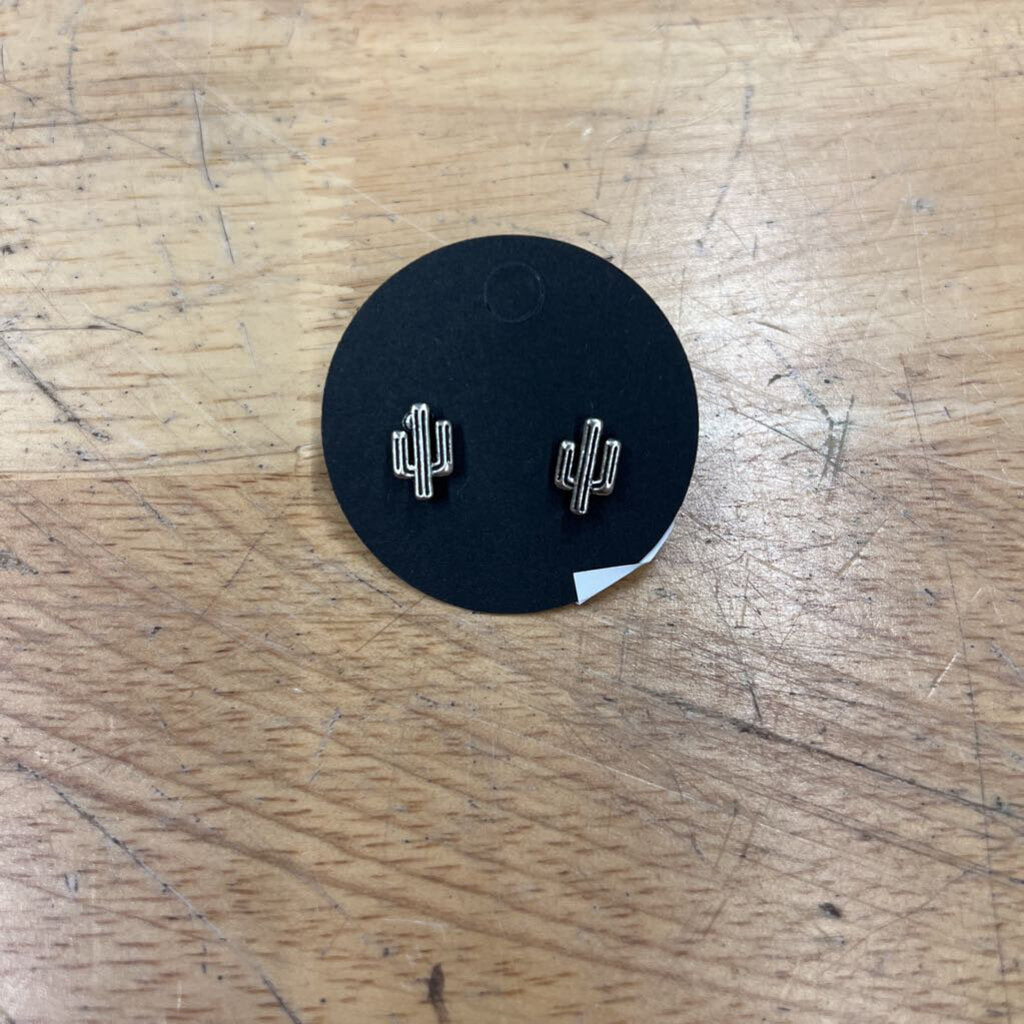 Silver Cactus Stud Earrings