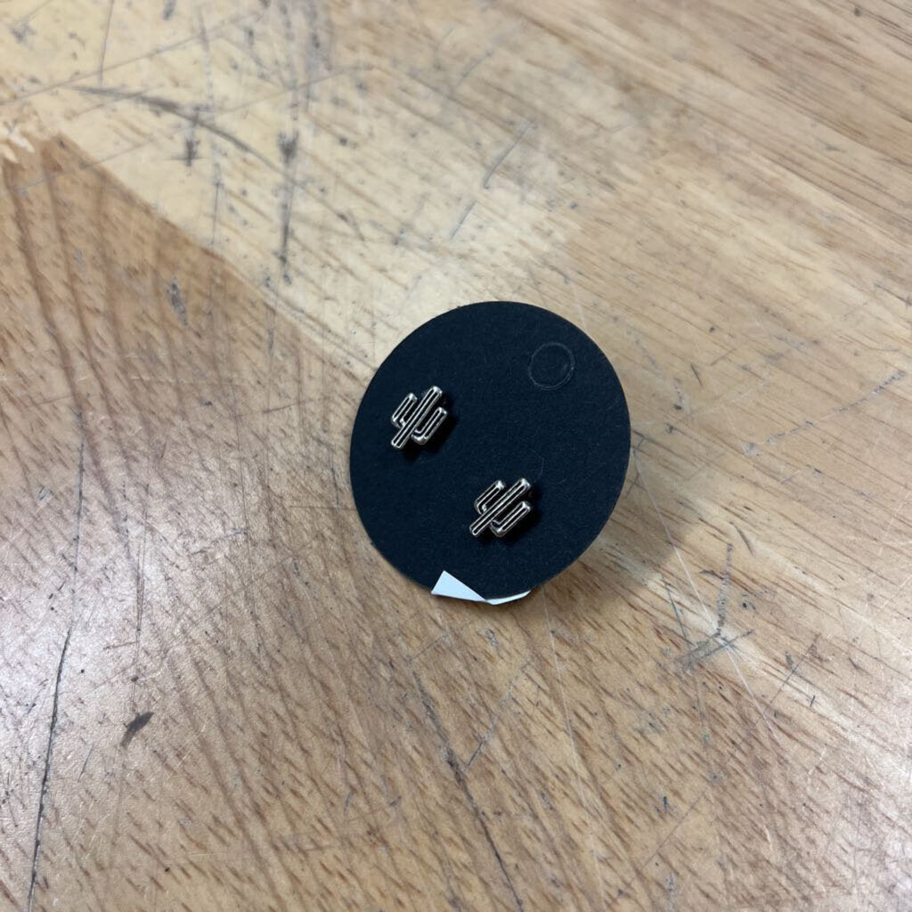 Silver Cactus Stud Earrings