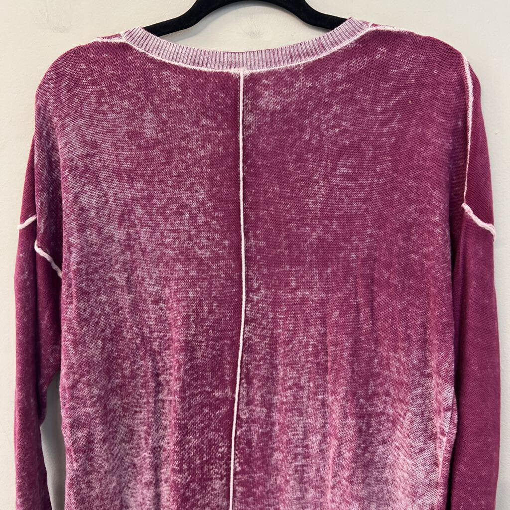 Sundance Purple Knit V Neck Sweater Top Extra Small