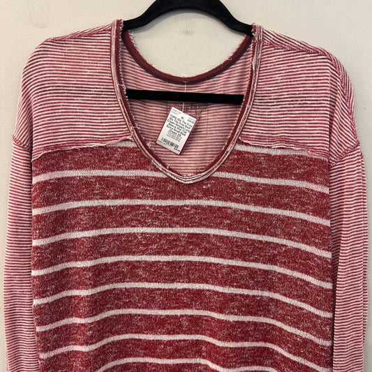 We The Free Red/ Cream Striped Long Sleeve Knit Top Extra Small