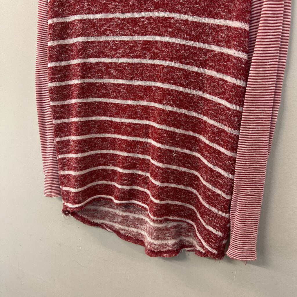 We The Free Red/ Cream Striped Long Sleeve Knit Top Extra Small