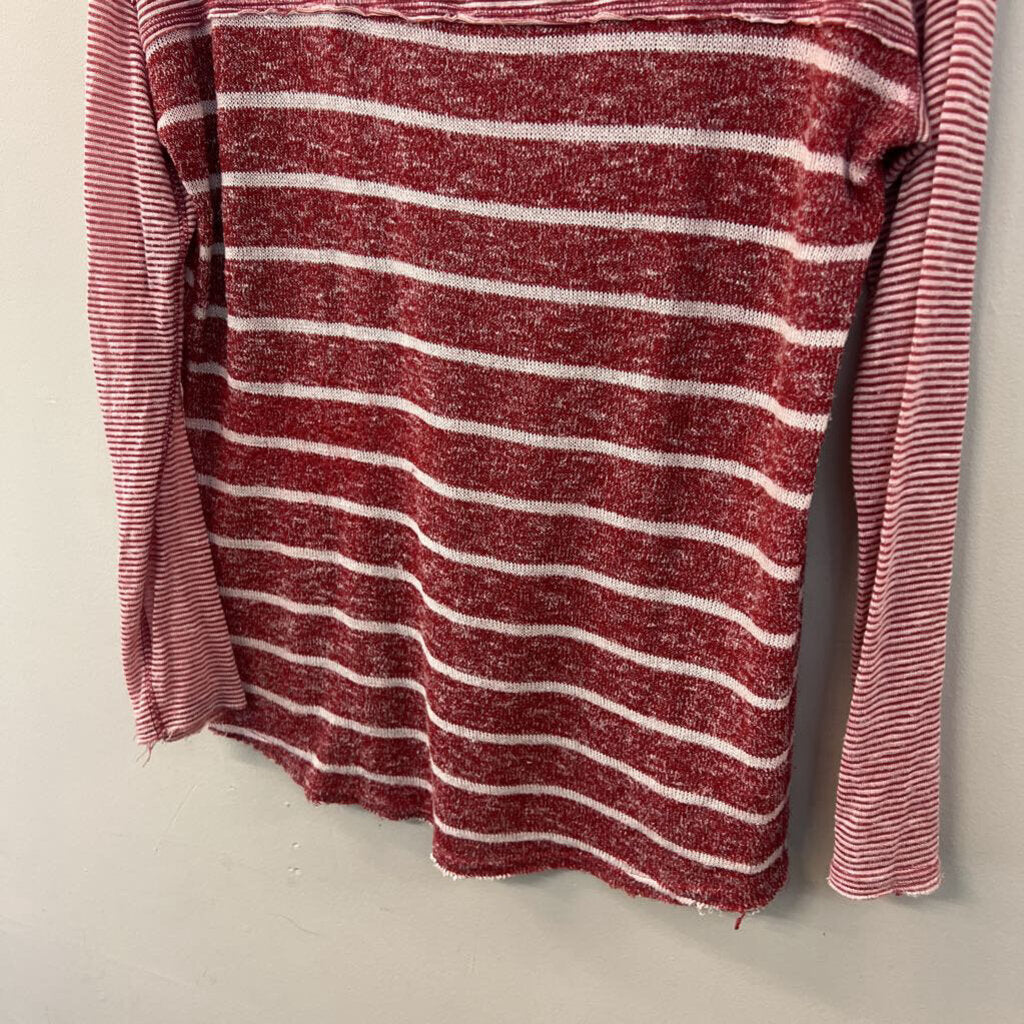 We The Free Red/ Cream Striped Long Sleeve Knit Top Extra Small