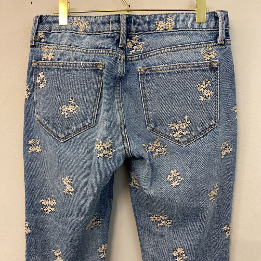 Driftwood Medium Wash Embroidered Flower Distressed Jeans 26