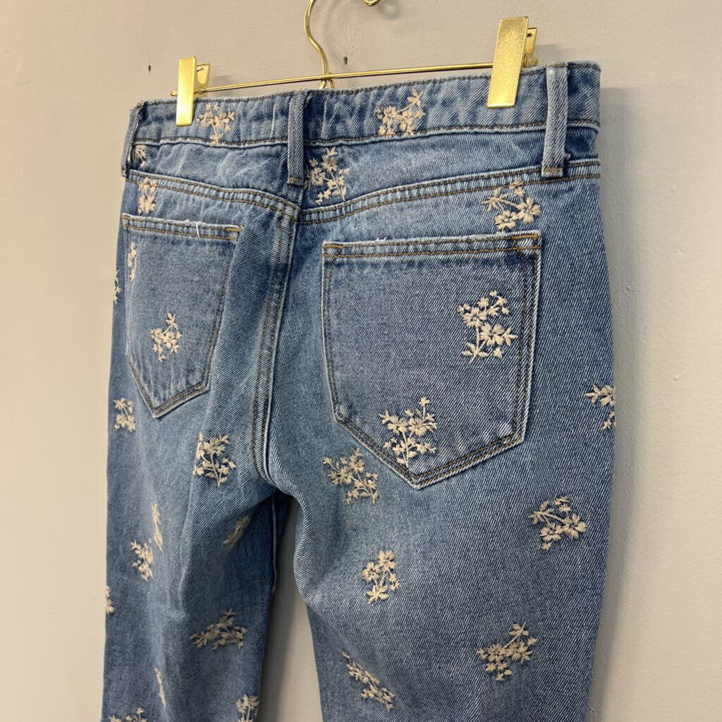 Driftwood Medium Wash Embroidered Flower Distressed Jeans 26