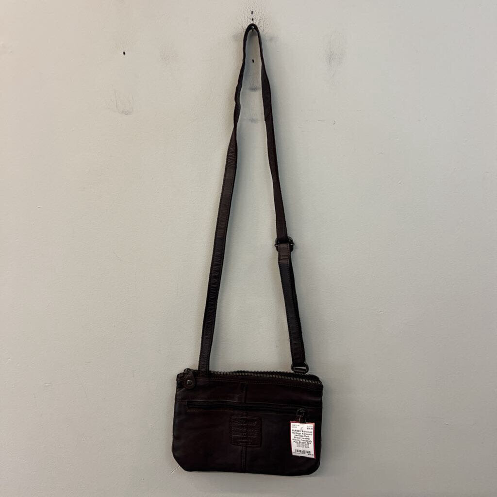 Ashwood Heritage Dark Brown Leather Woven Crossbody Purs