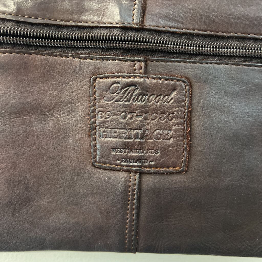 Ashwood Heritage Dark Brown Leather Woven Crossbody Purs