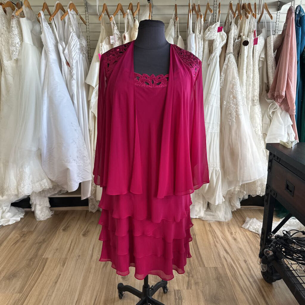 SL Fashions Raspberry Dress/ Jacket Short Formal Set 22W