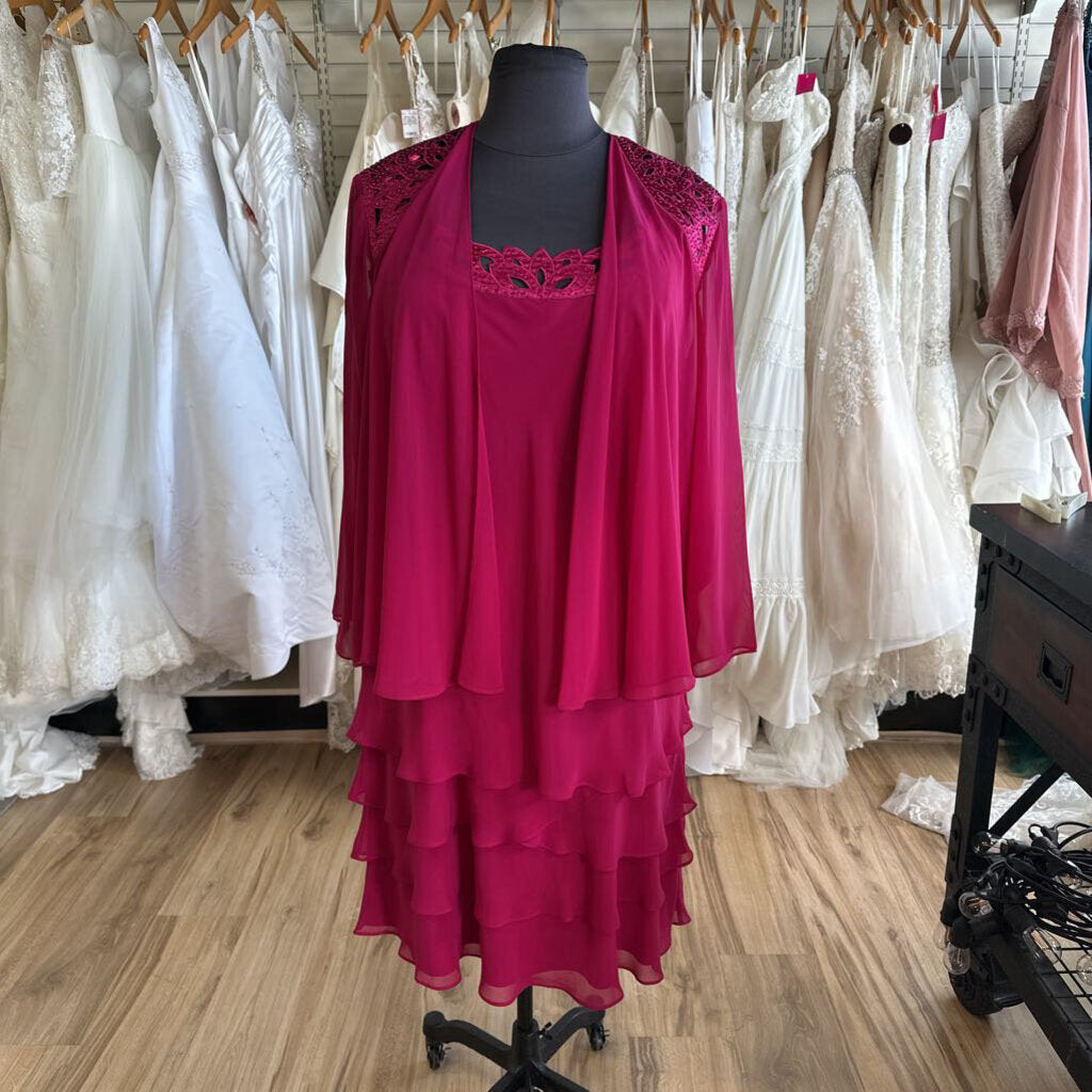 SL Fashions Raspberry Dress/ Jacket Short Formal Set 22W