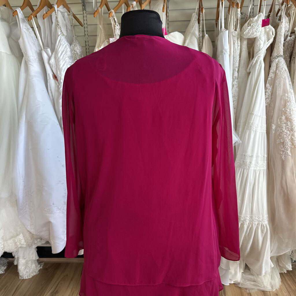 SL Fashions Raspberry Dress/ Jacket Short Formal Set 22W