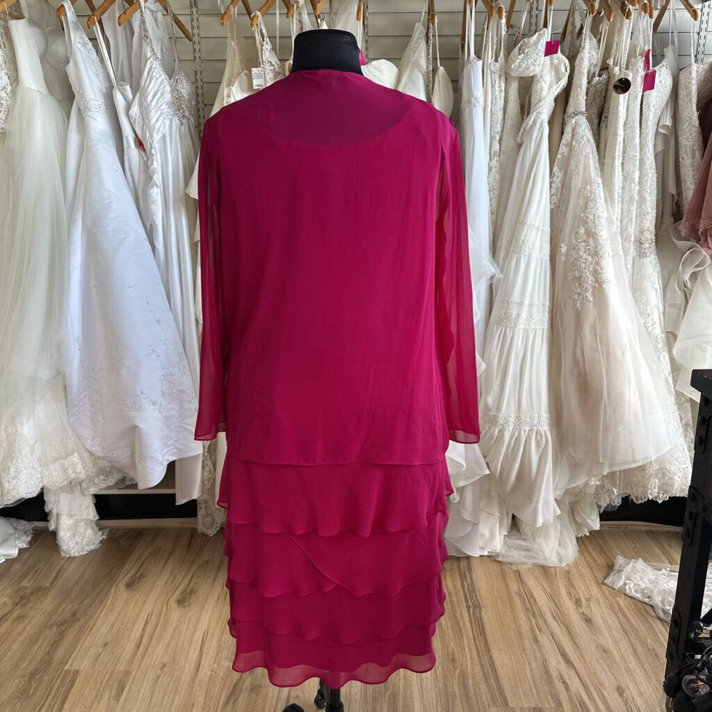 SL Fashions Raspberry Dress/ Jacket Short Formal Set 22W