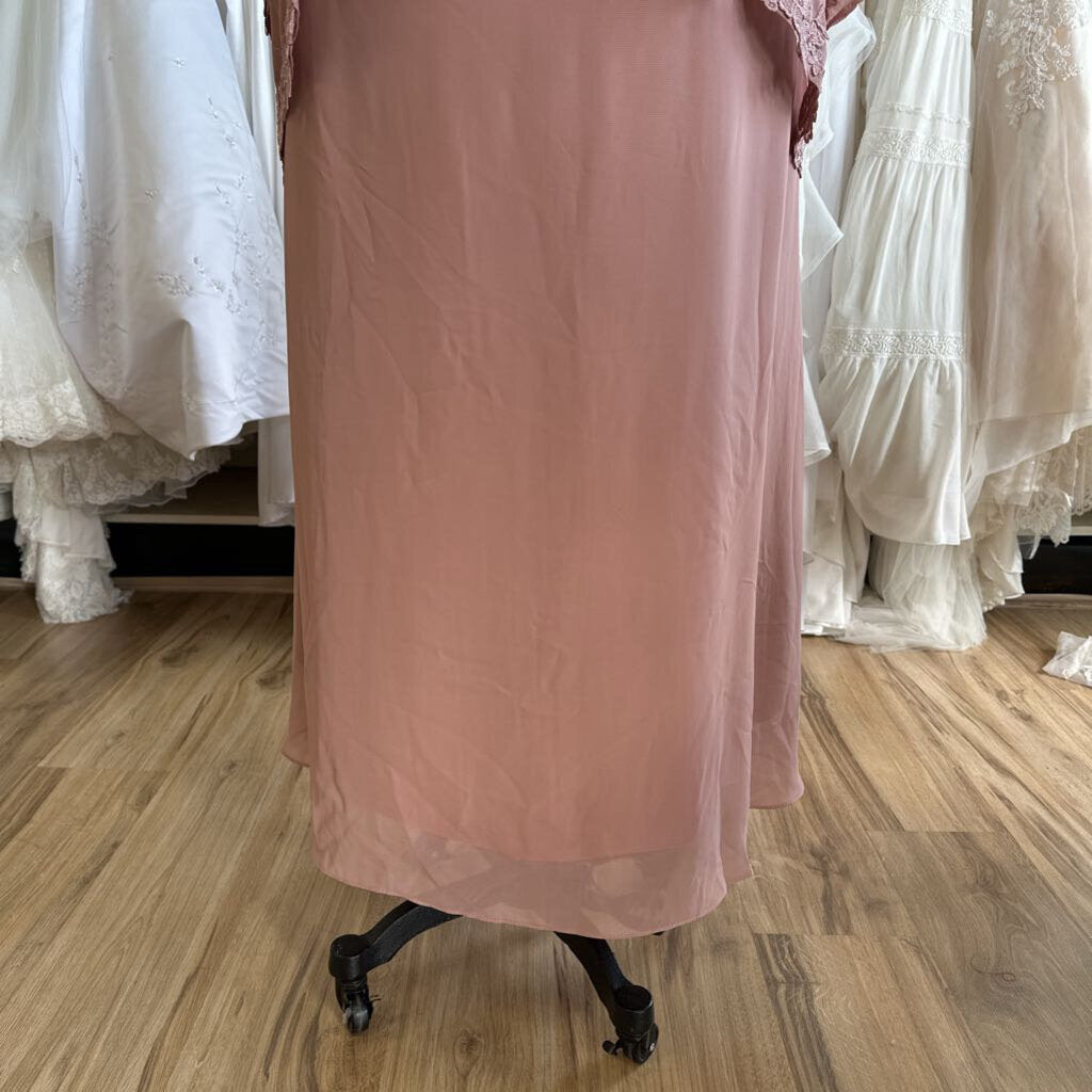 Blush Pink Lace Detail Dress/ Jacket Long Formal Set 24