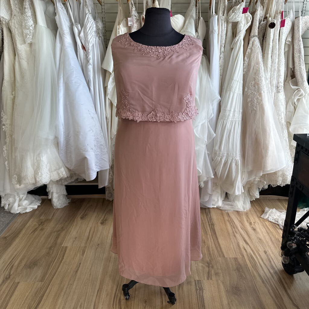 Blush Pink Lace Detail Dress/ Jacket Long Formal Set 24