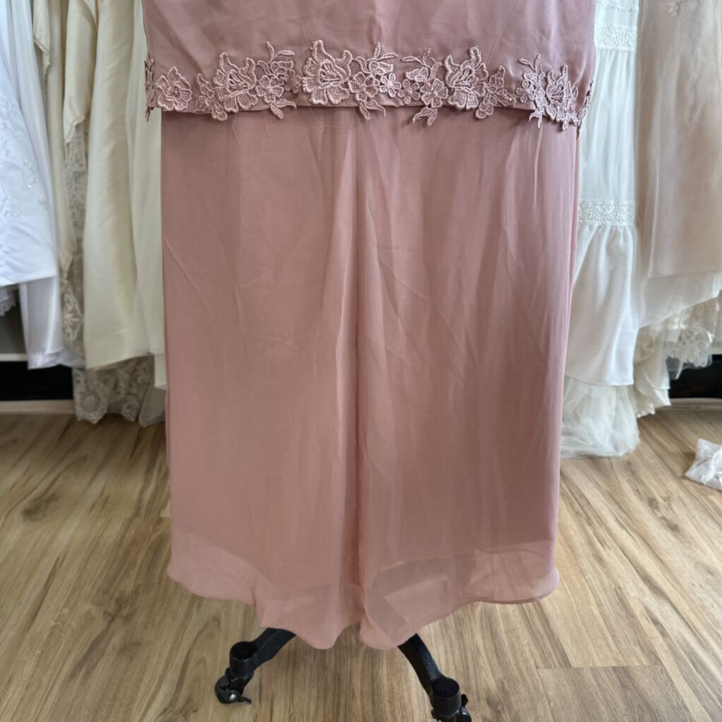 Blush Pink Lace Detail Dress/ Jacket Long Formal Set 24