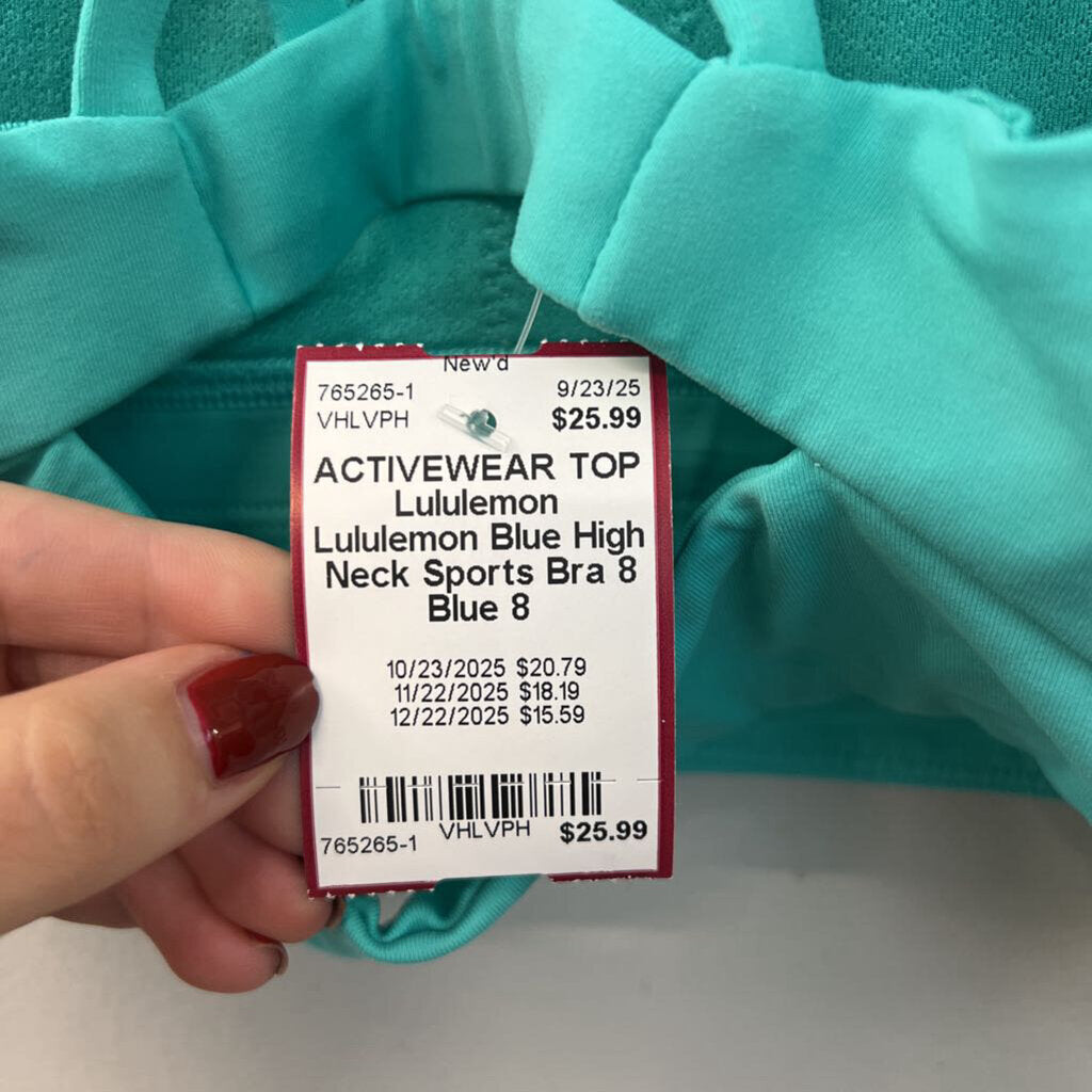 Lululemon Blue High Neck Sports Bra 8