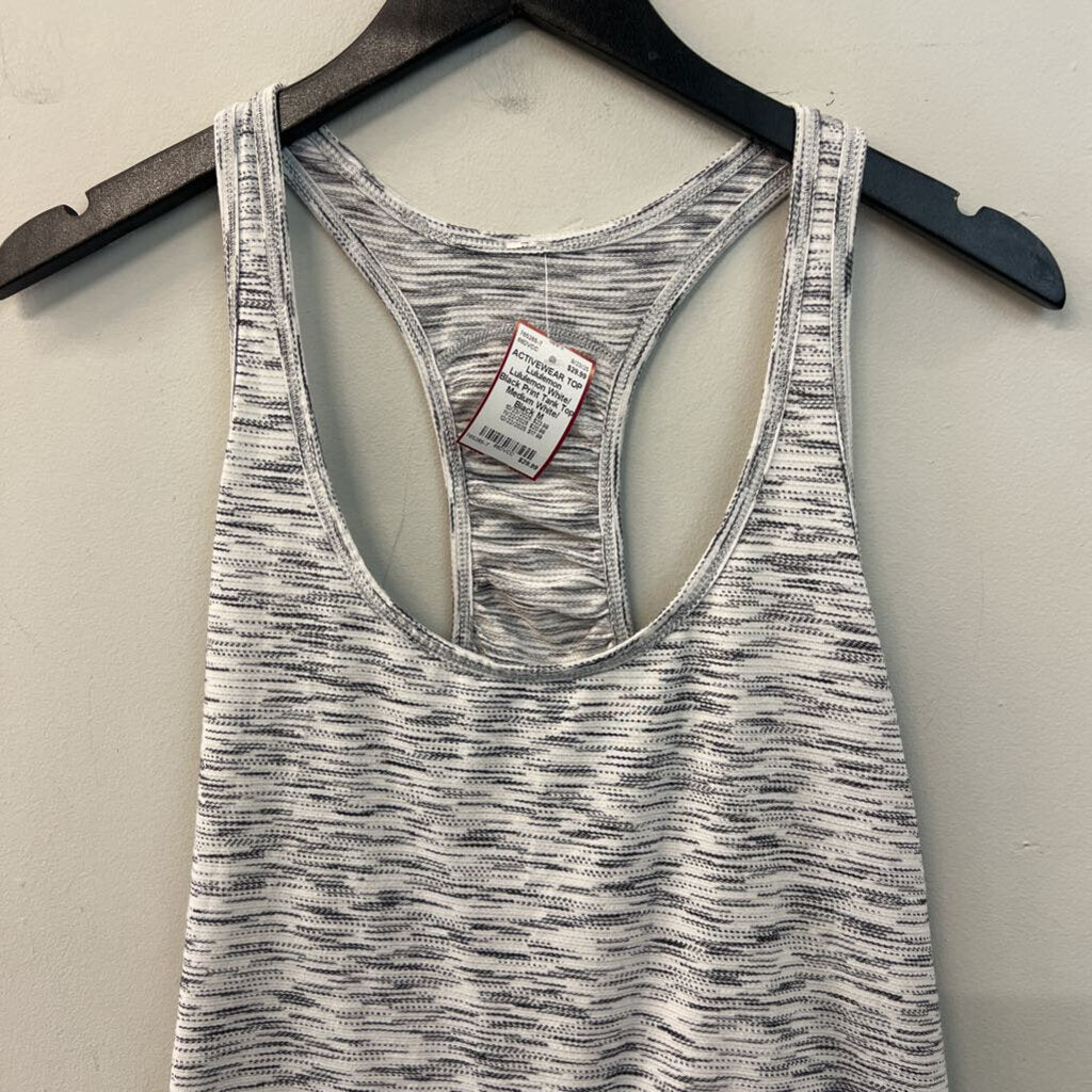Lululemon White/ Black Print Tank Top Medium