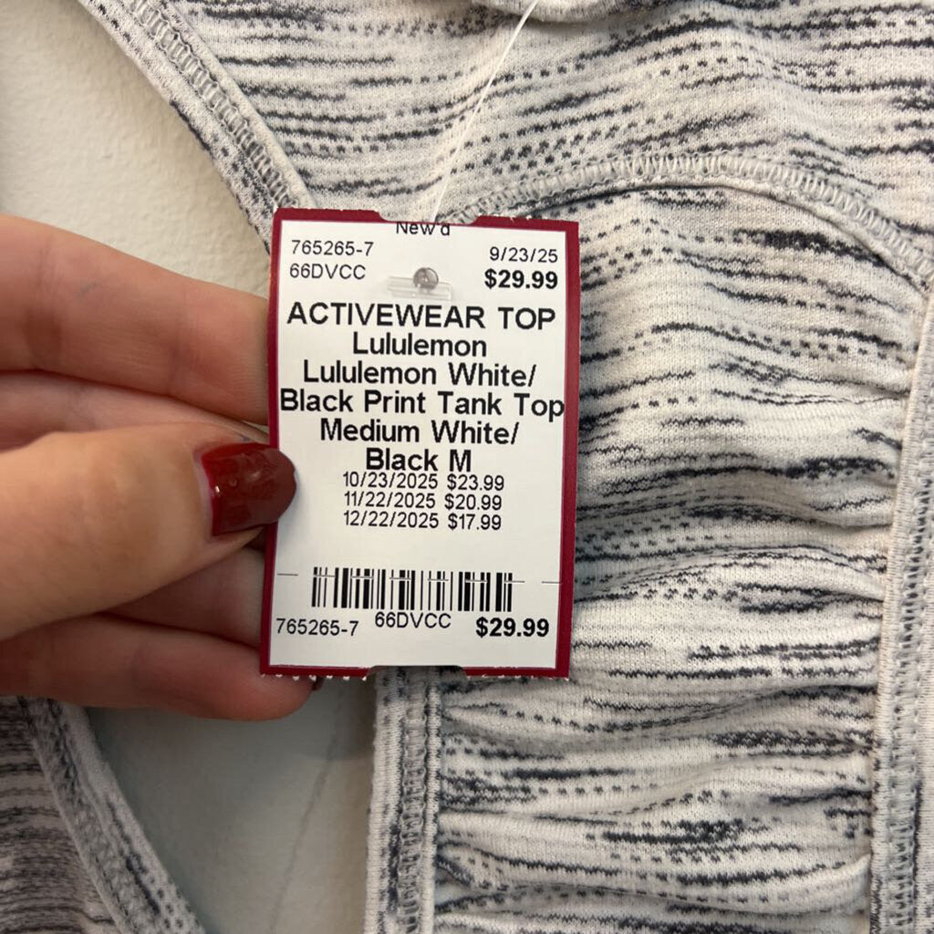 Lululemon White/ Black Print Tank Top Medium