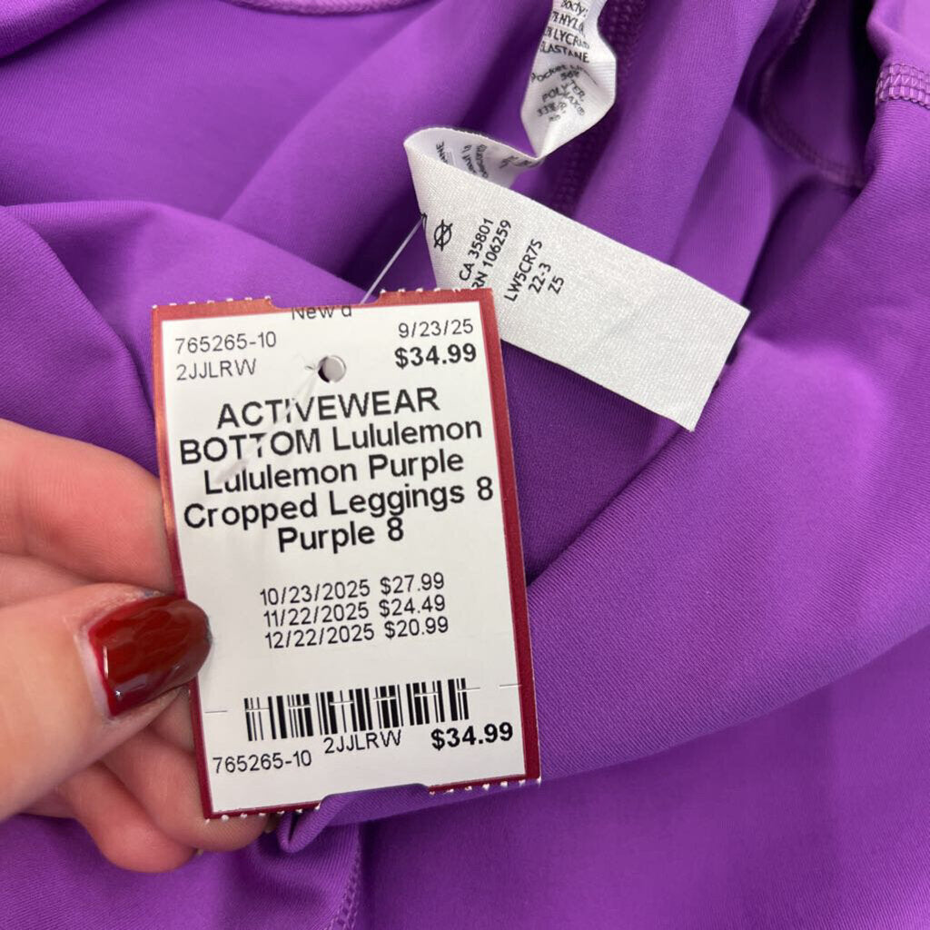Lululemon Purple Cropped Leggings 8
