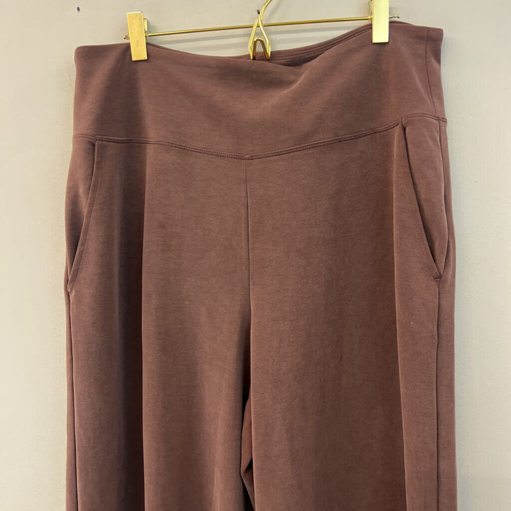 Athleta Soft Brown Wide Leg Pull On Pants Large Tall