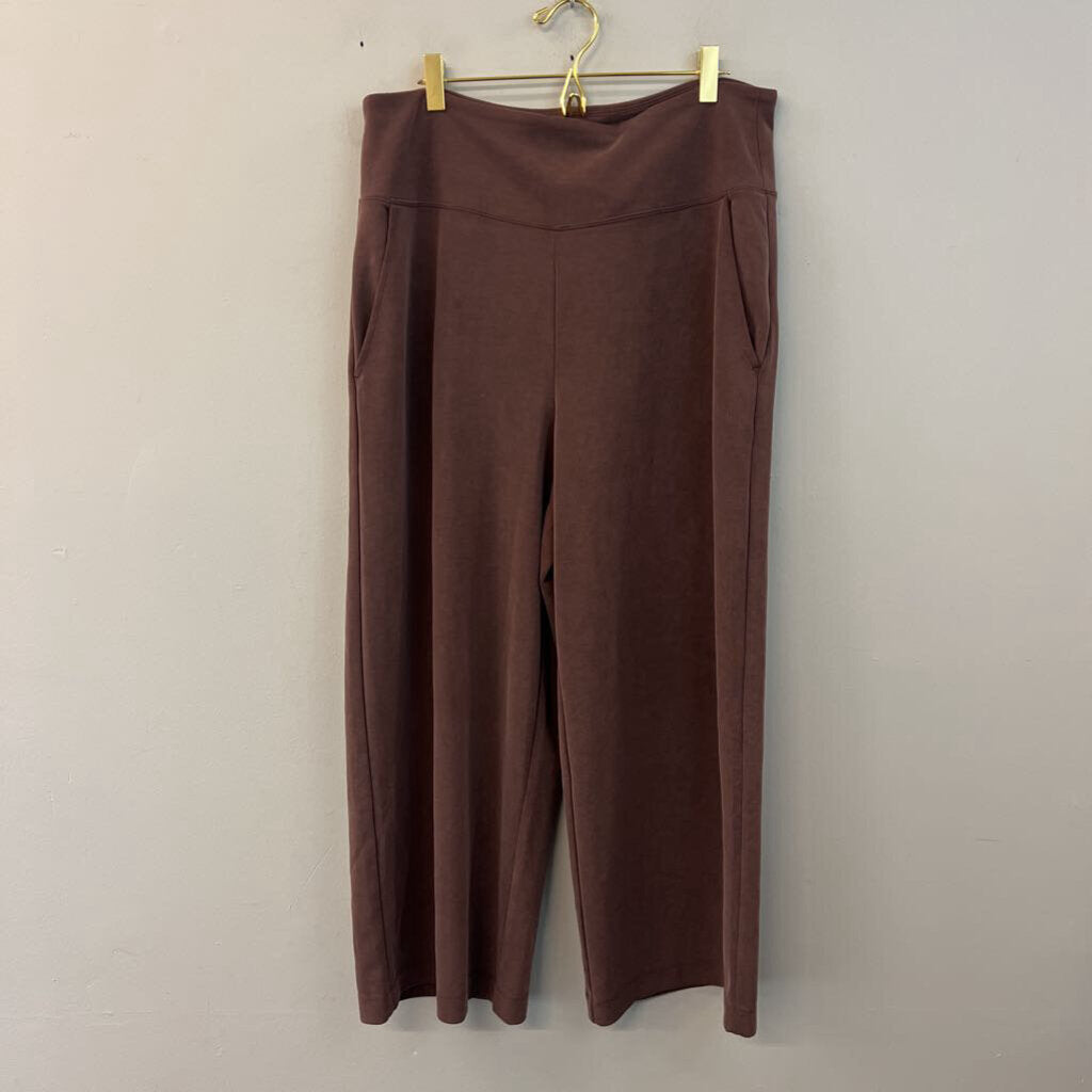 Athleta Soft Brown Wide Leg Pull On Pants Large Tall