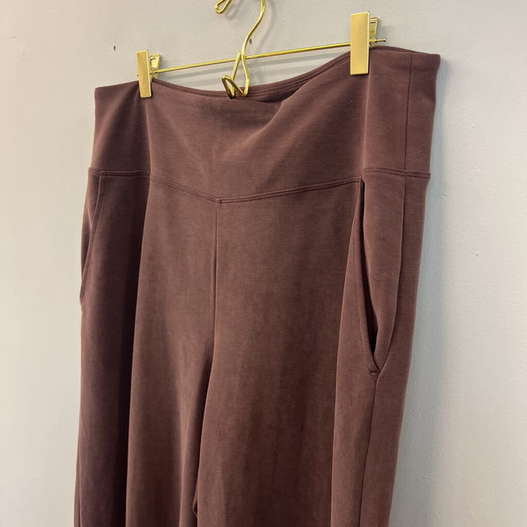 Athleta Soft Brown Wide Leg Pull On Pants Large Tall