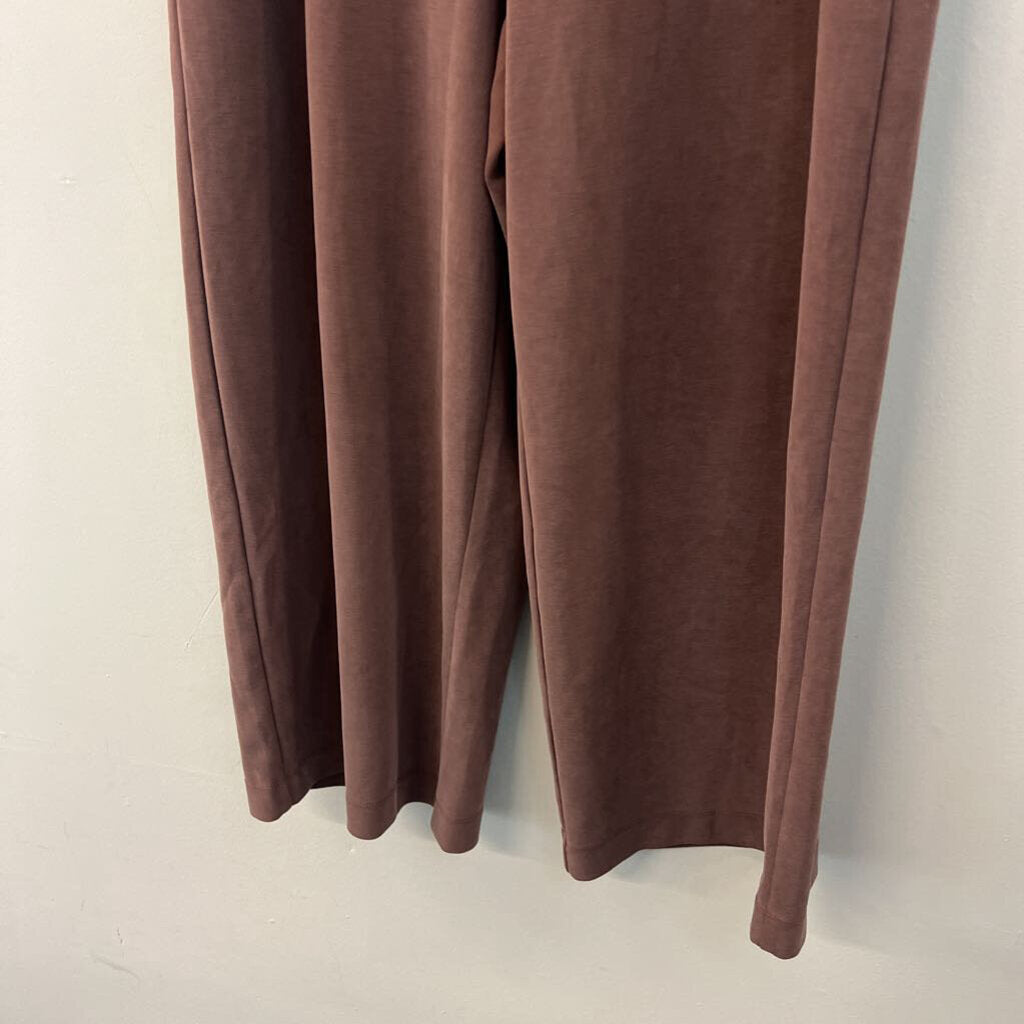 Athleta Soft Brown Wide Leg Pull On Pants Large Tall