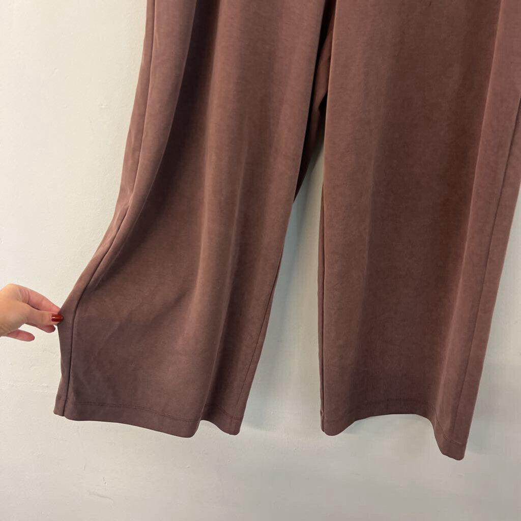 Athleta Soft Brown Wide Leg Pull On Pants Large Tall