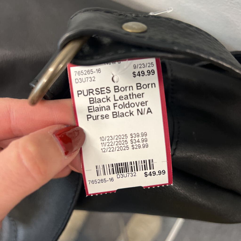 Born Black Leather Elaina Foldover Purse