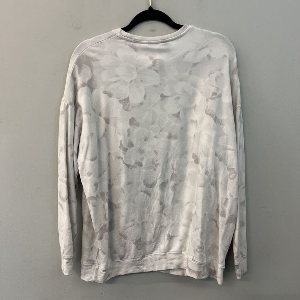 Athleta White/ Grey Print Long Sleeve Top Large