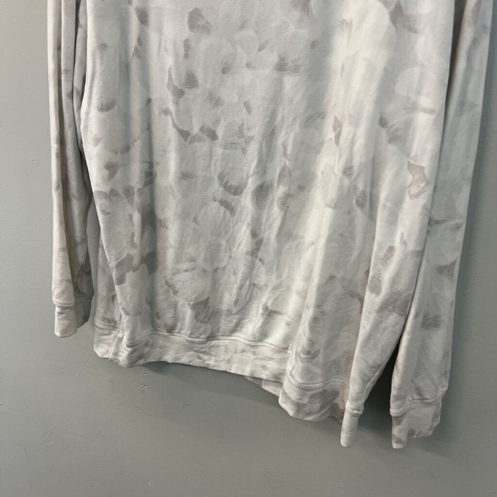 Athleta White/ Grey Print Long Sleeve Top Large