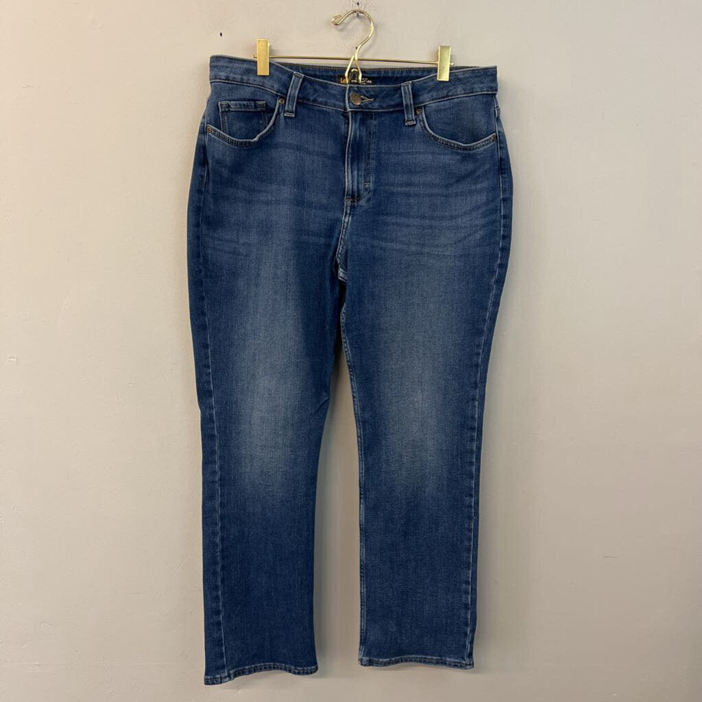 Lee Dark Wash Regular Fit Straight Leg Mid Rise Jeans 12 Short