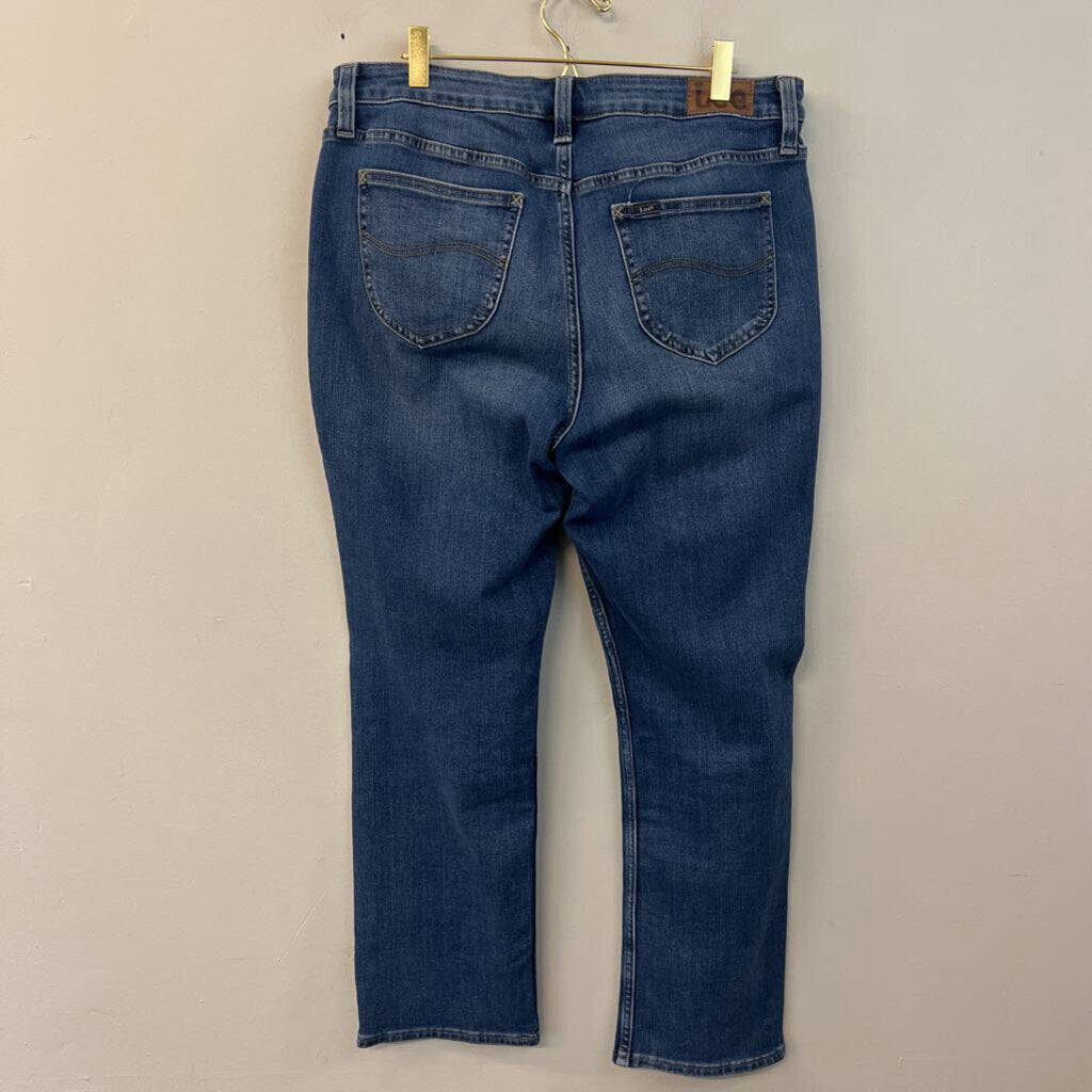 Lee Dark Wash Regular Fit Straight Leg Mid Rise Jeans 12 Short