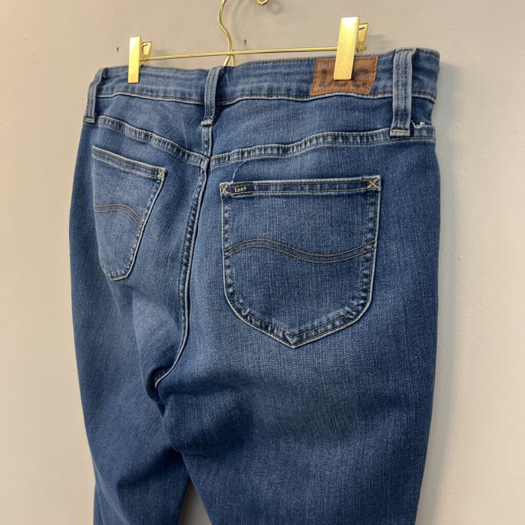 Lee Dark Wash Regular Fit Straight Leg Mid Rise Jeans 12 Short