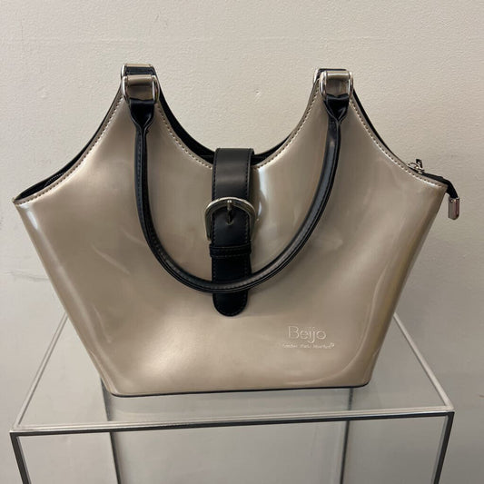 Beijo Pearl Silver Black Trim Purse