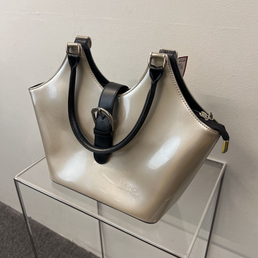 Beijo Pearl Silver Black Trim Purse