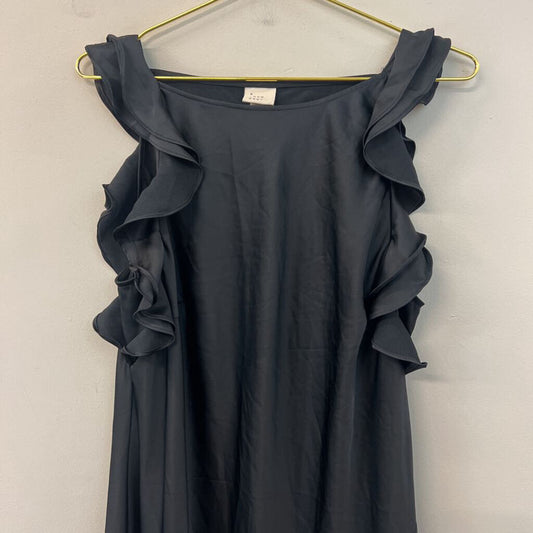 Black Silky Ruffle Sleeve Midi Dress Extra Large