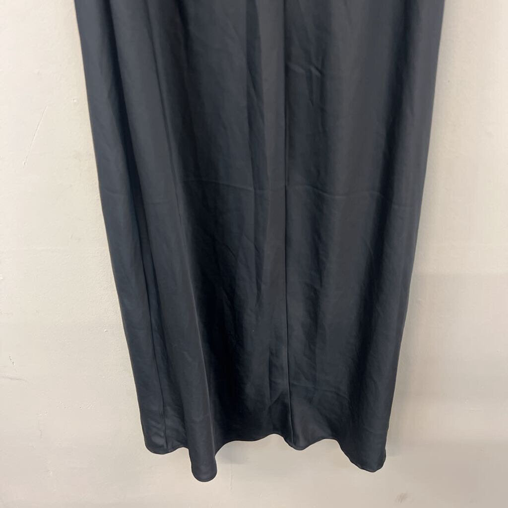 Black Silky Ruffle Sleeve Midi Dress Extra Large