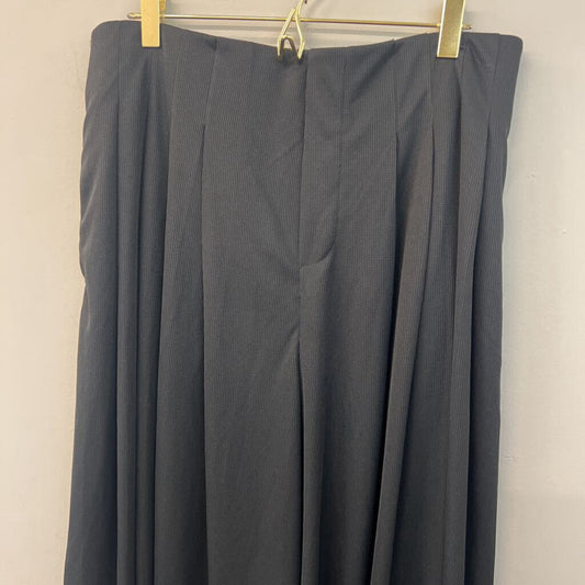 Halara Black Textured Wide Leg Pull On Pants Large