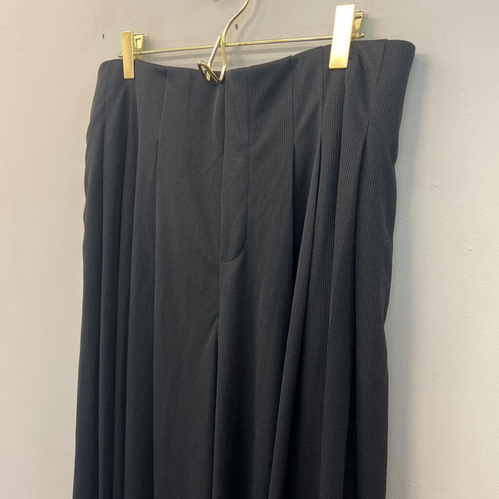 Halara Black Textured Wide Leg Pull On Pants Large