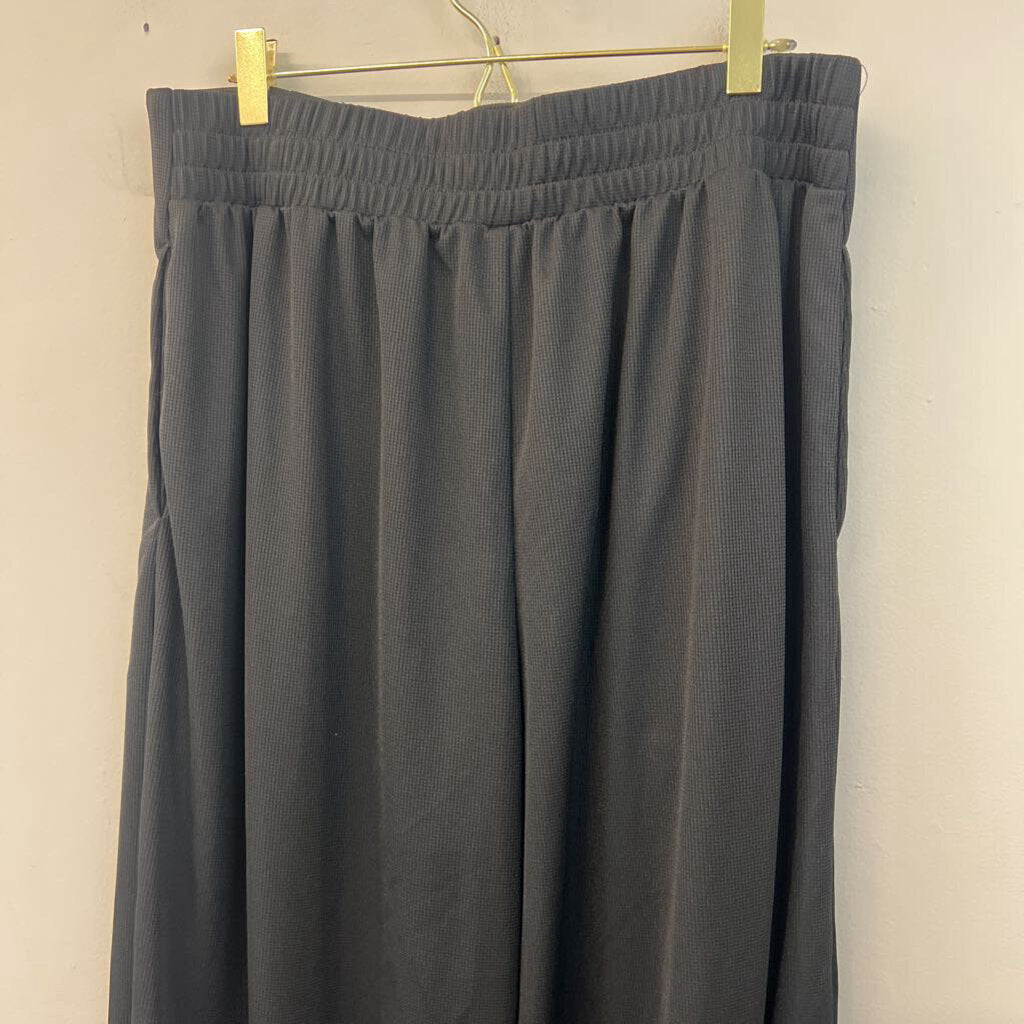Halara Black Textured Wide Leg Pull On Pants Large