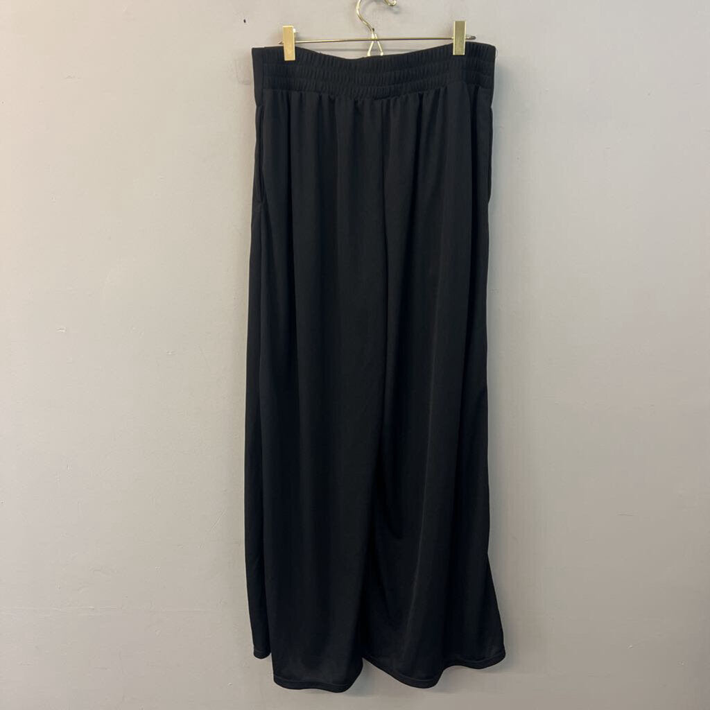 Halara Black Textured Wide Leg Pull On Pants Large