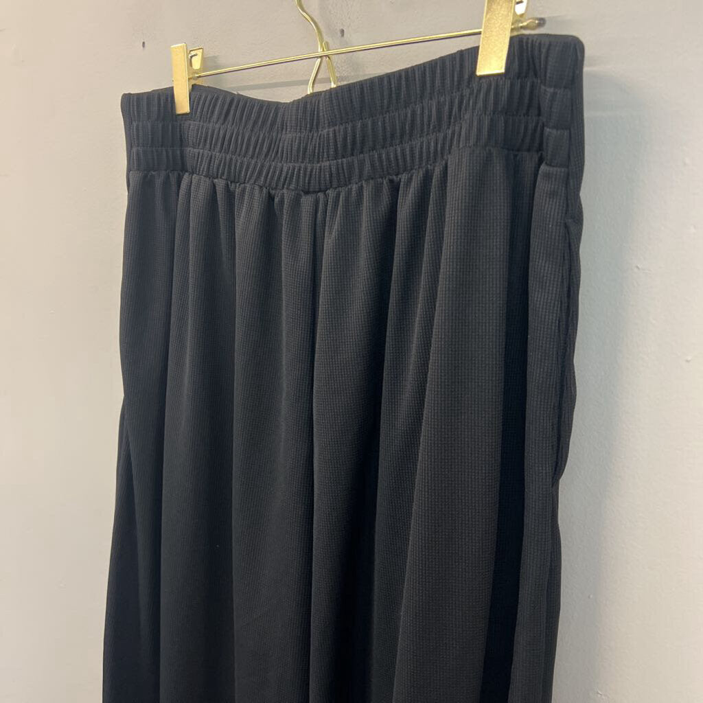 Halara Black Textured Wide Leg Pull On Pants Large