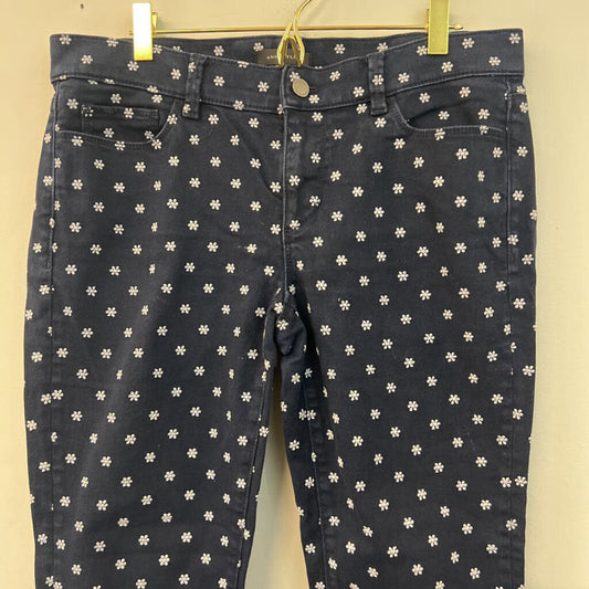 Ann Taylor Blue/ Grey Embroidered Flower Skinny Jeans 8