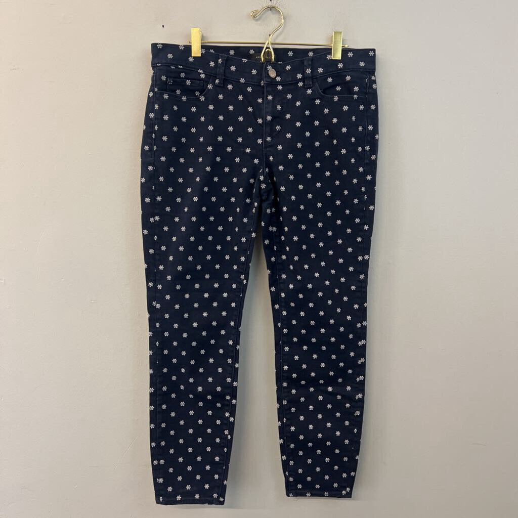 Ann Taylor Blue/ Grey Embroidered Flower Skinny Jeans 8
