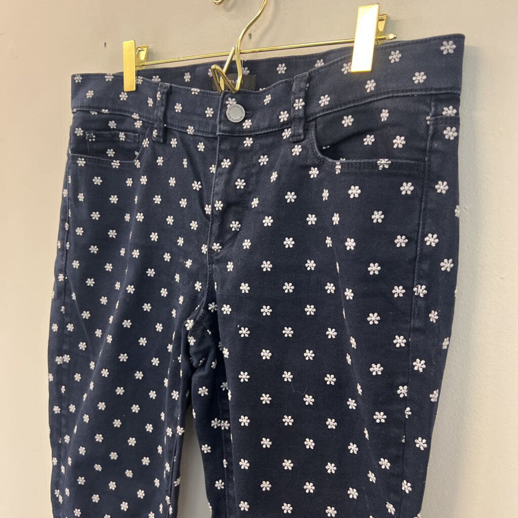 Ann Taylor Blue/ Grey Embroidered Flower Skinny Jeans 8