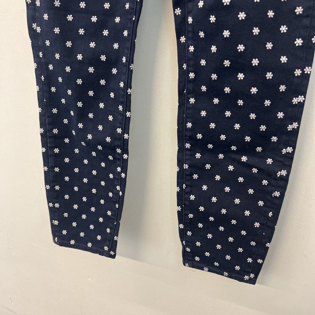 Ann Taylor Blue/ Grey Embroidered Flower Skinny Jeans 8