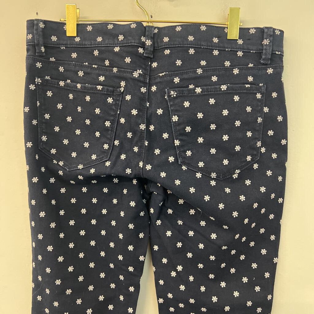 Ann Taylor Blue/ Grey Embroidered Flower Skinny Jeans 8