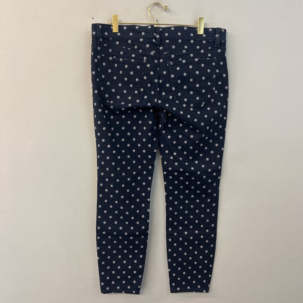 Ann Taylor Blue/ Grey Embroidered Flower Skinny Jeans 8