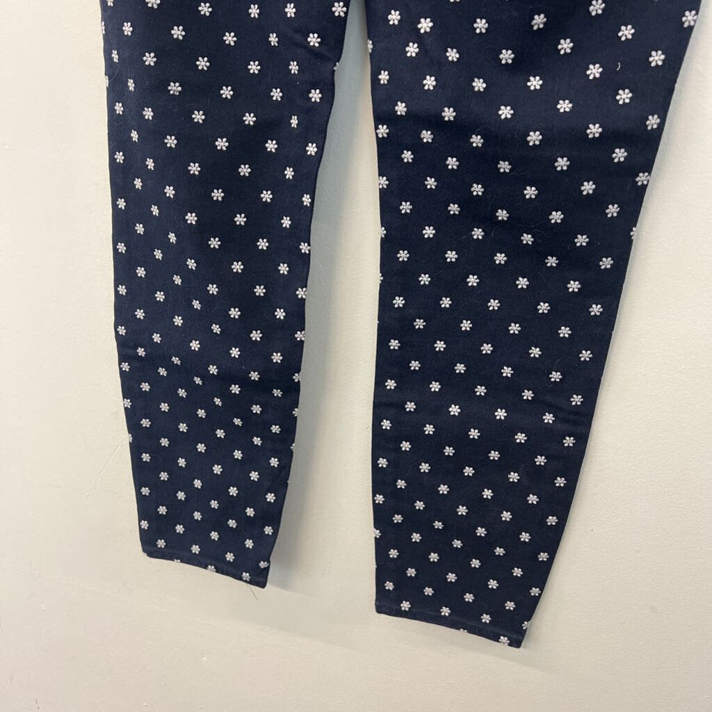Ann Taylor Blue/ Grey Embroidered Flower Skinny Jeans 8